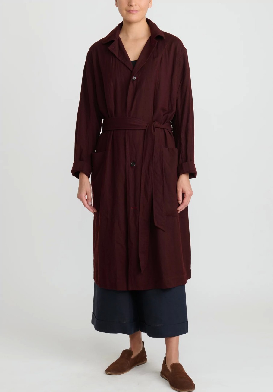 Chez Vidalenc Coats & Dusters | Wool Mar Trench Coat In Maroon