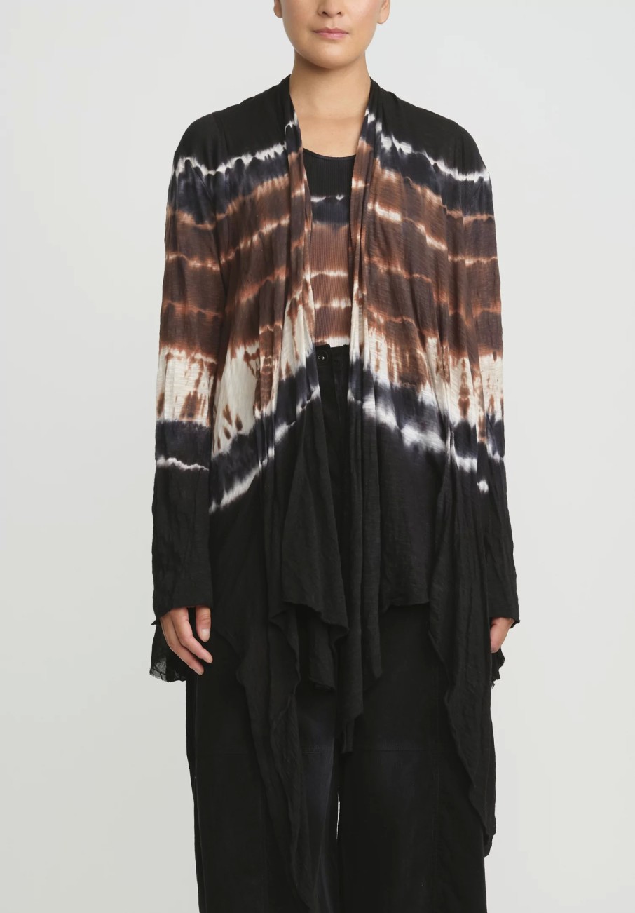 Gilda Midani Jackets | Pattern Dyed Karan Cardigan In Chocolate Brown Row