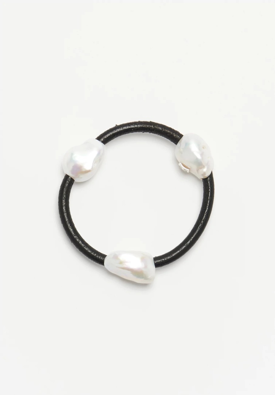 Monies Bracelets | Baroque Pearl And Leather Bangle Bracelet Iv