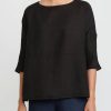 Antonelli Tops | Linen Boatneck Cipresso Top In Black