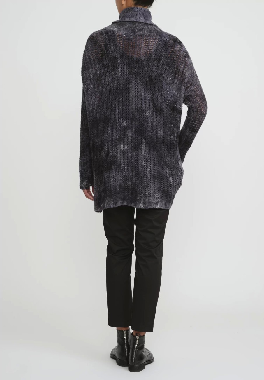 Avant Toi Knitwear | Hand-Painted Cashmere & Silk Cobb Knit Turtleneck In Marmo Grey