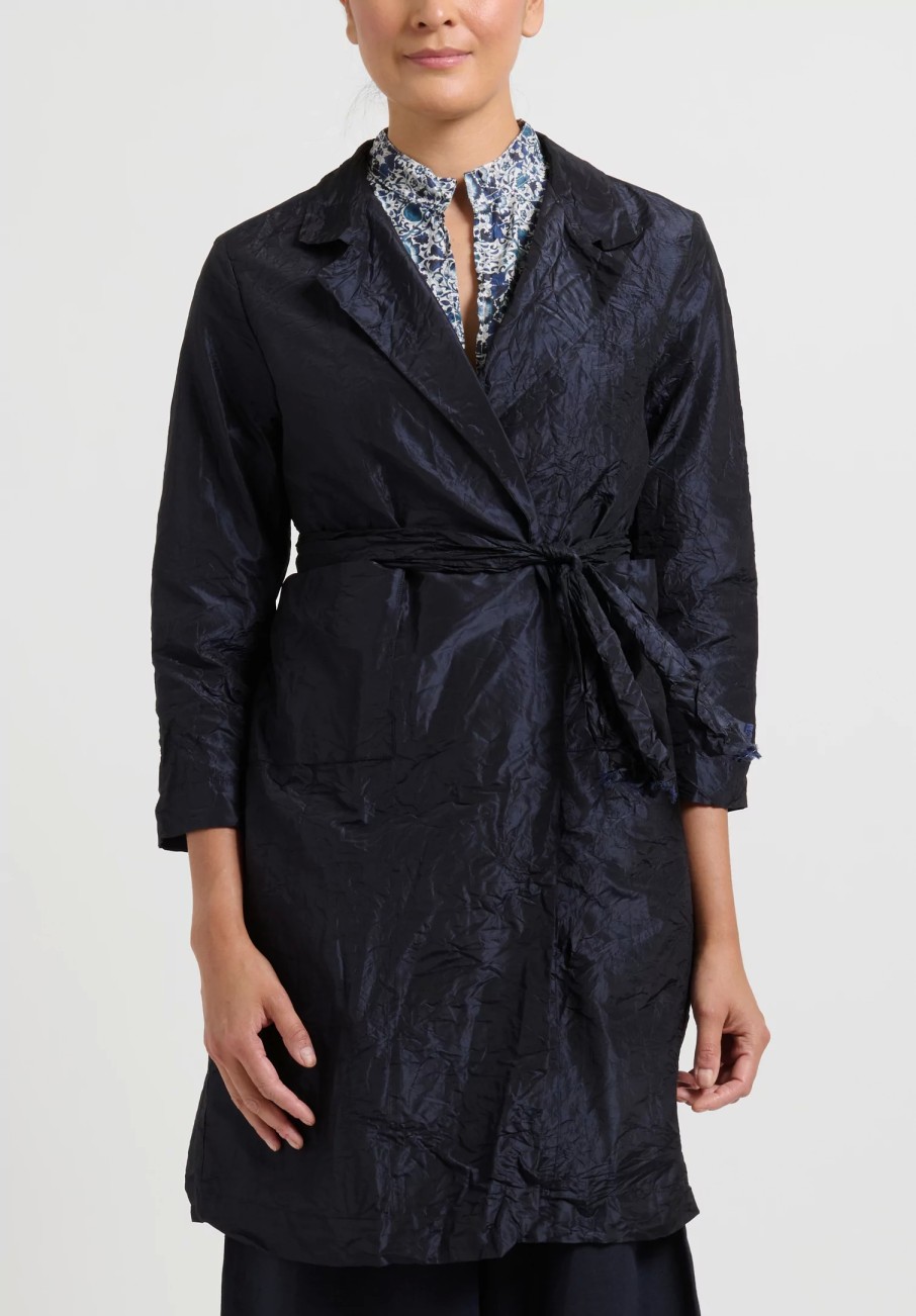 Daniela Gregis Jackets | Washed Silk Punto Mirta Jacket In Blu Navy