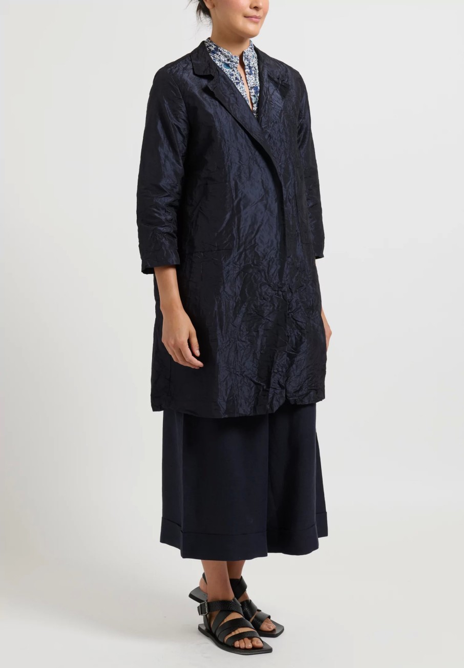 Daniela Gregis Jackets | Washed Silk Punto Mirta Jacket In Blu Navy