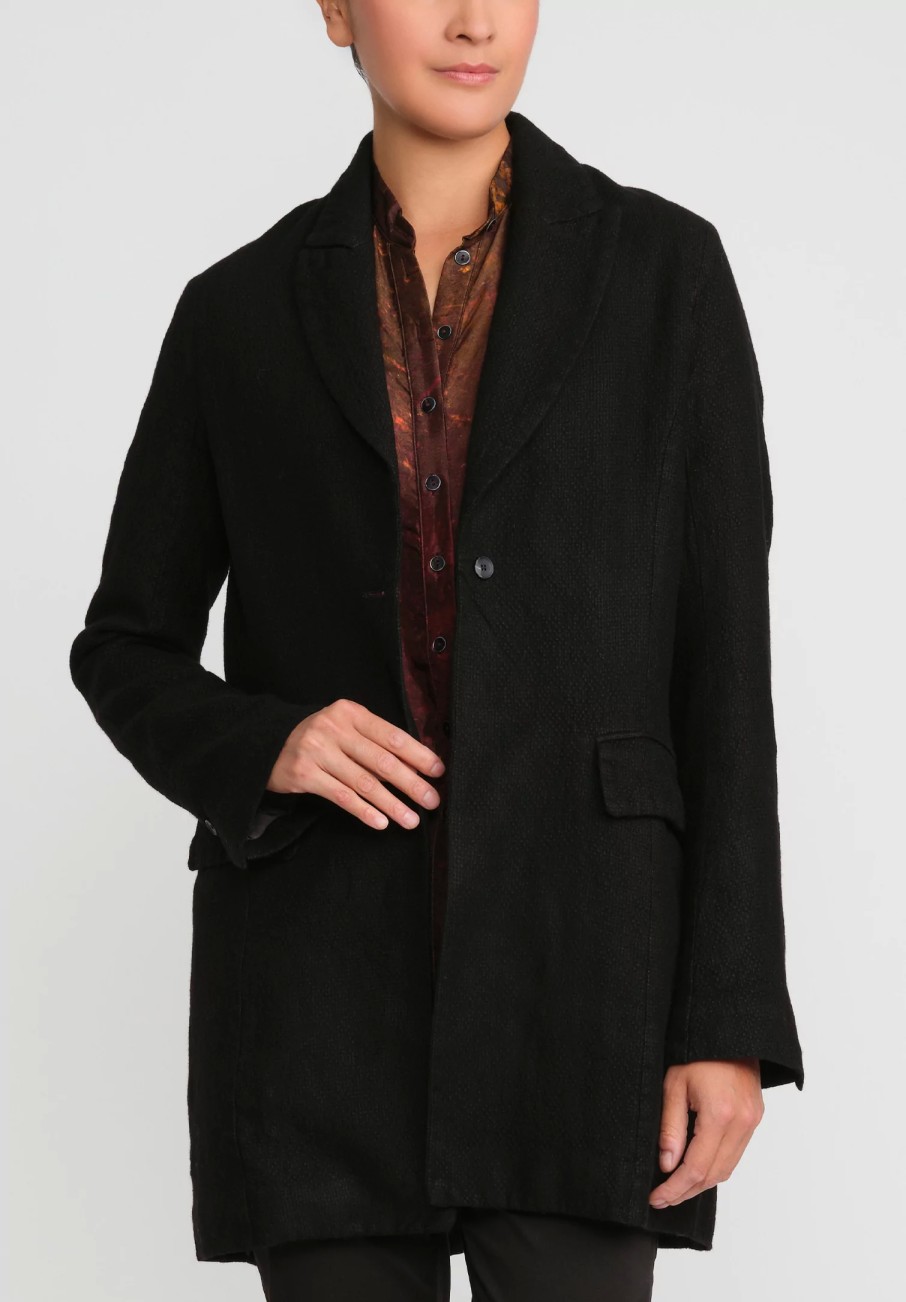 Masnada Jackets | Hemp And Virgin Wool Jacket In Black