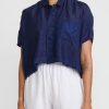 Kaval Shirts & Blouses | Khadi Silk Aloha Short Shirt In Indigo Blue