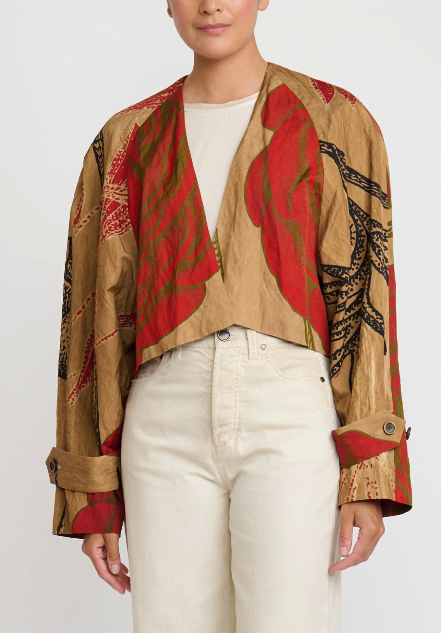 Uma Wang Jackets | Cropped Kady Jacket In Tan & Red