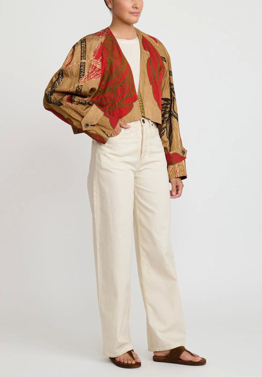 Uma Wang Jackets | Cropped Kady Jacket In Tan & Red