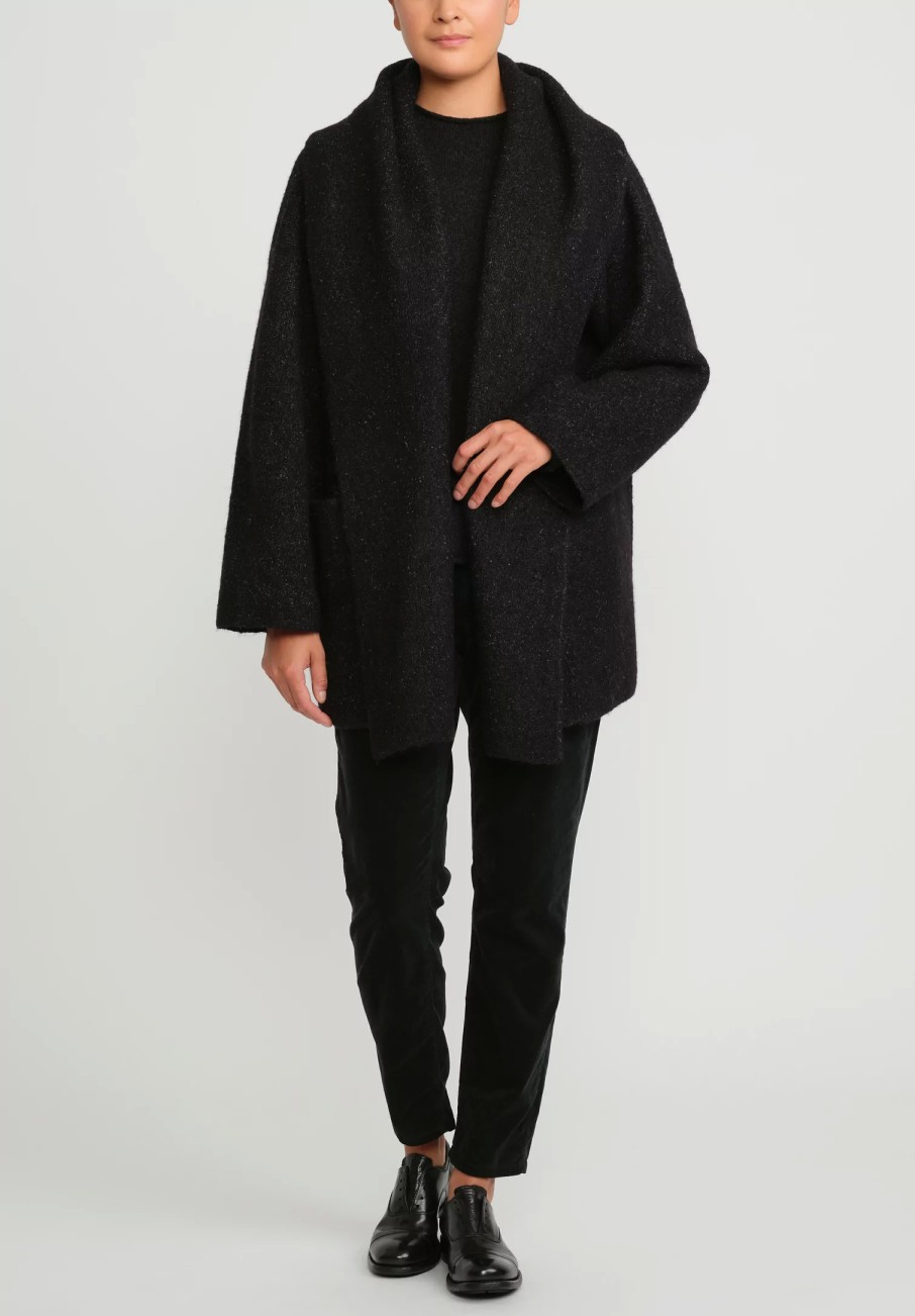 Lauren Manoogian Coats & Dusters | Double Face Coat In Black Melange & White Fleck