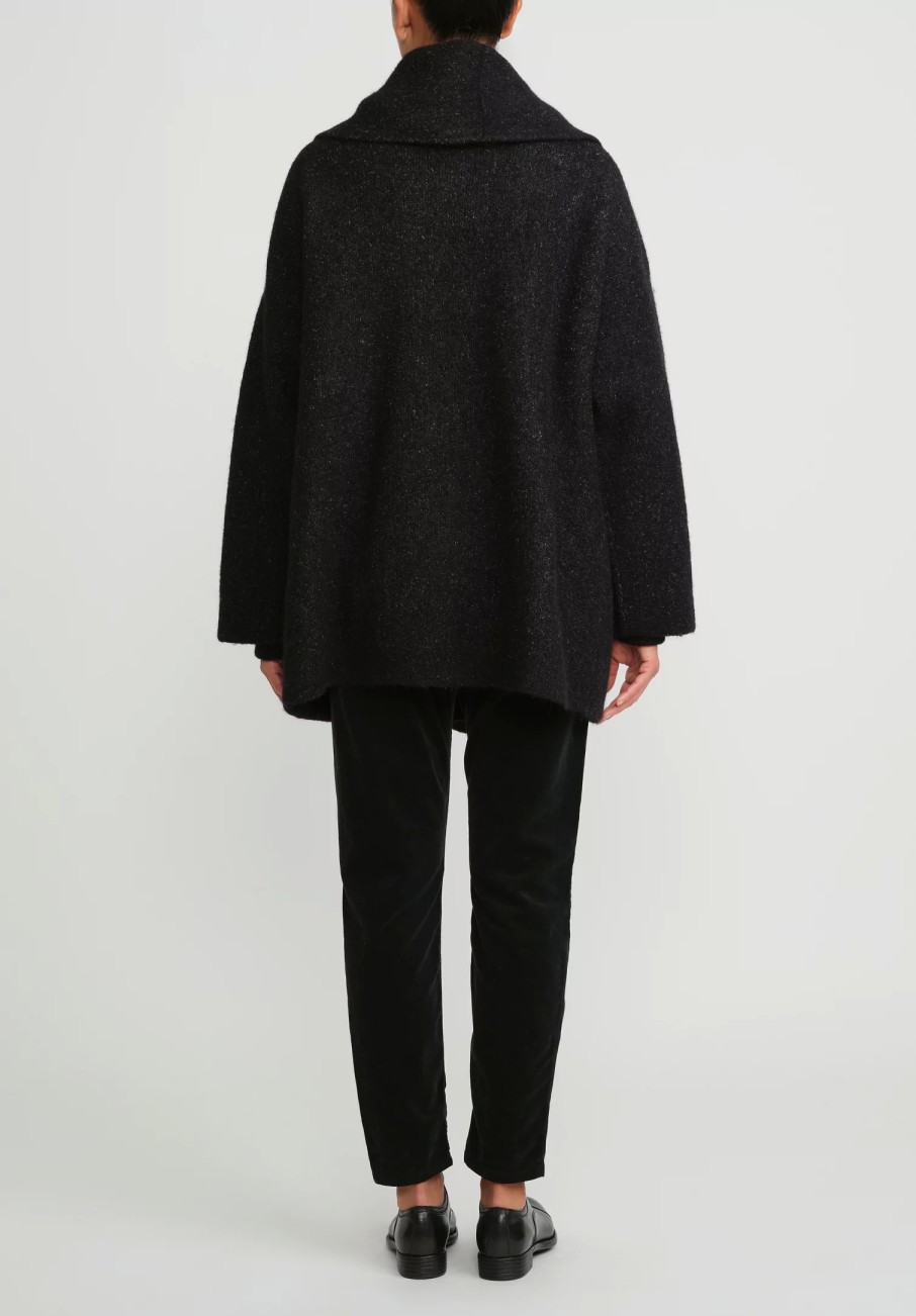 Lauren Manoogian Coats & Dusters | Double Face Coat In Black Melange & White Fleck