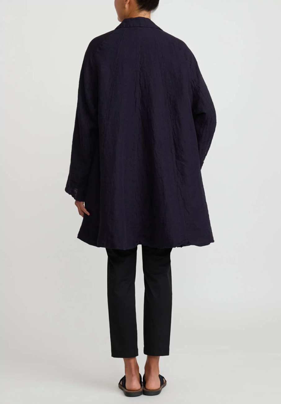 Kaval Jackets | Linen Gauze Dohchu Coat In Navy Blue