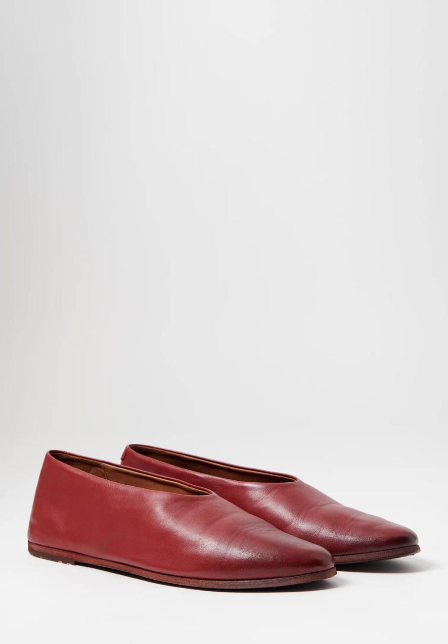 Marsèll Loafers & Slip-Ons | Leather Coltellaccio Ballerina Flat In Sangue Red