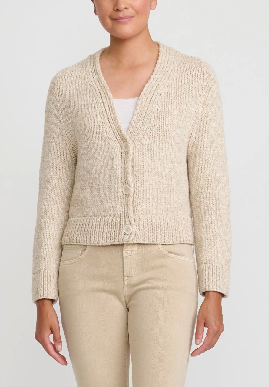 Wommelsdorff Knitwear | Hand Knit Cashmere Willa Cardigan In Sand Oatmeal Brown