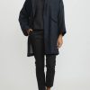 AODress Coats & Dusters | Wool Middle Coat With Embroidered Belt In Raat Navy Blue