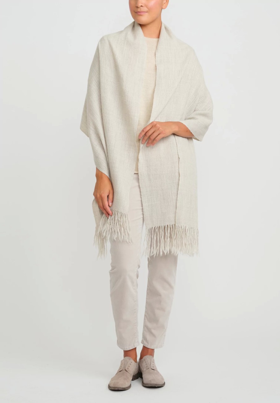 Lauren Manoogian Scarves & Shawls | Handwoven Wool And Baby Alpaca Fine Wrap In Carrara Gray