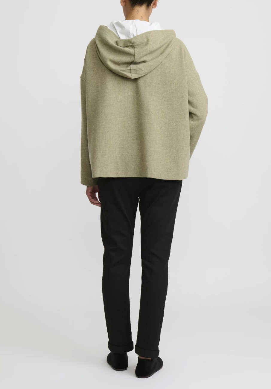 Album di Famiglia Tops | Serie Numerata Wool & Cashmere Hoodie In Olive Green