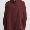 Casey Casey Shirts & Blouses | Paper Cotton ''Waga Soleil'' Shirt In Burgundy Red