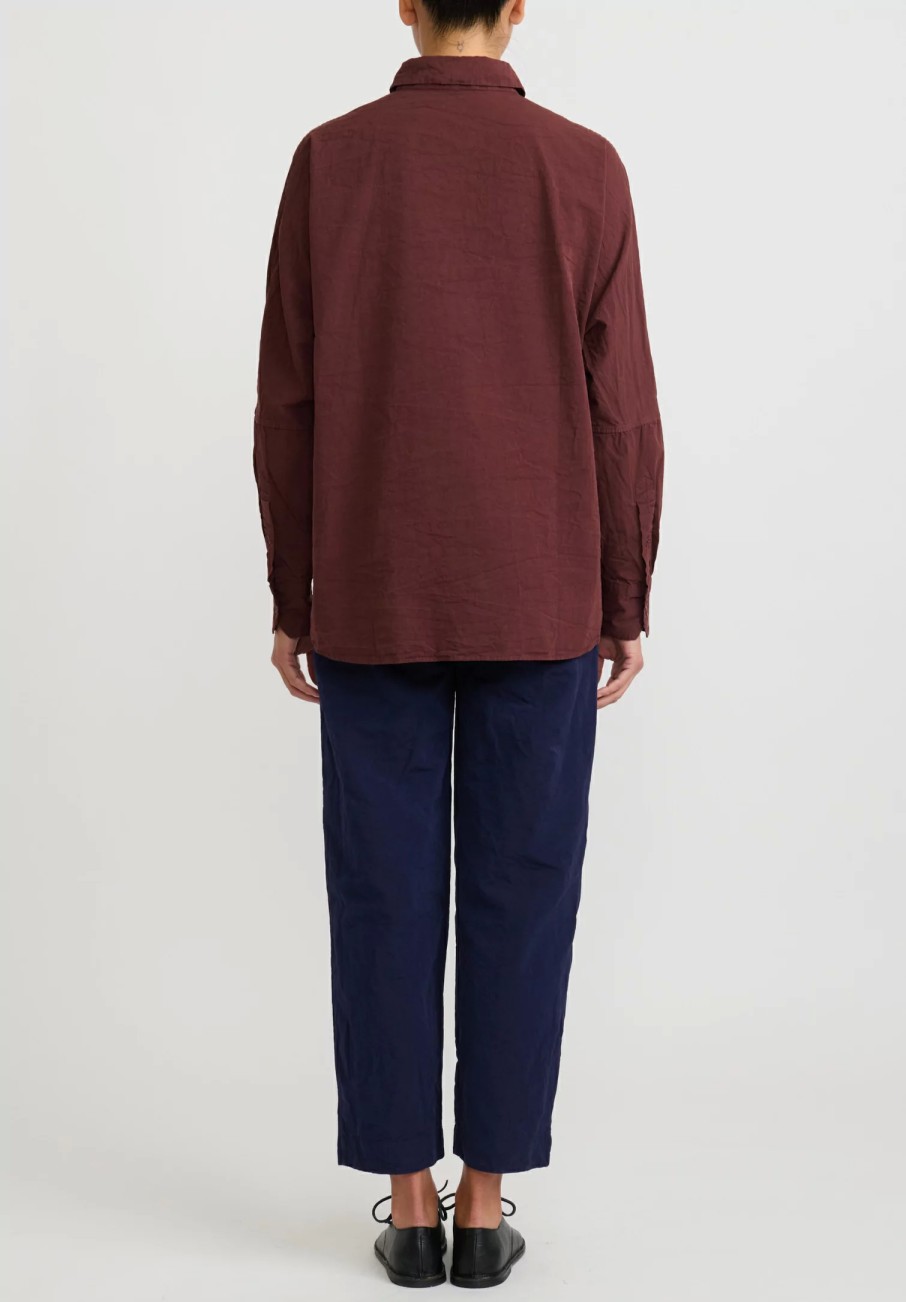 Casey Casey Shirts & Blouses | Paper Cotton ''Waga Soleil'' Shirt In Burgundy Red