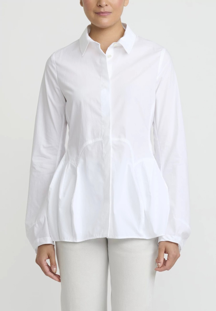 Rundholz Shirts & Blouses | Cotton Tulip Shirt In White