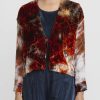 Gilda Midani Jackets | Velvet ''Gilet'' Jacket In Steel Planet Red And Blue