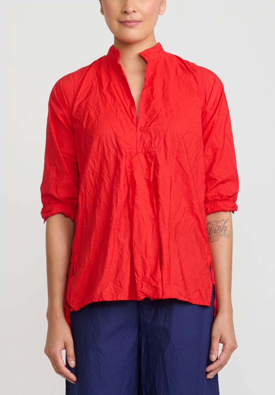 Daniela Gregis Tops | Washed Cotton Camicia Kora Top In Red