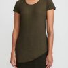 Rundholz Dip Tops | Cotton & Mesh Short Sleeve T-Shirt In Khaki Cloud Green