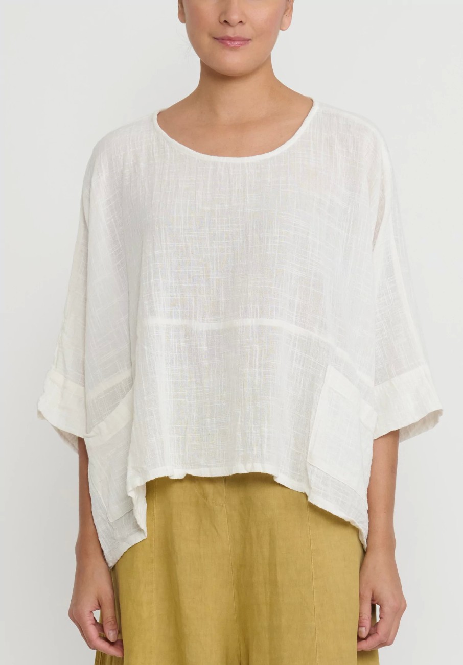 Gilda Midani Tops | Cotton Solid Dyed Short Bucket Top In White