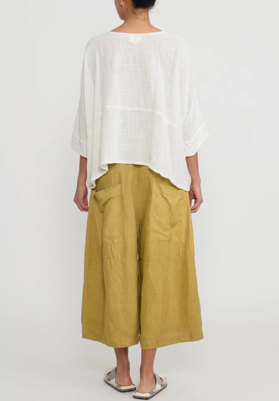 Gilda Midani Tops | Cotton Solid Dyed Short Bucket Top In White