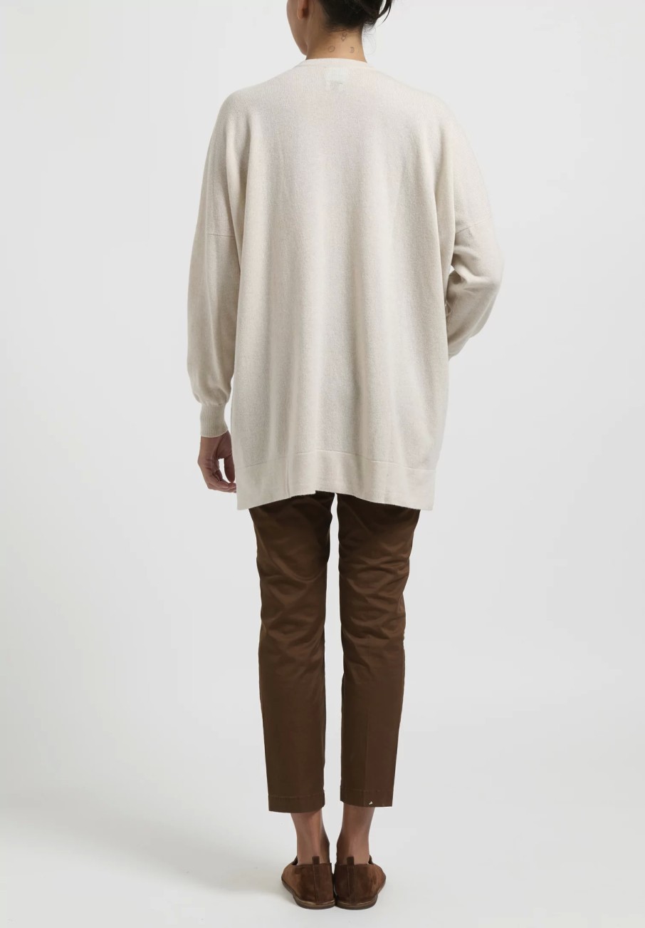 Hania New York Knitwear | Cashmere Marley V-Neck Sweater In Swansdown Natural