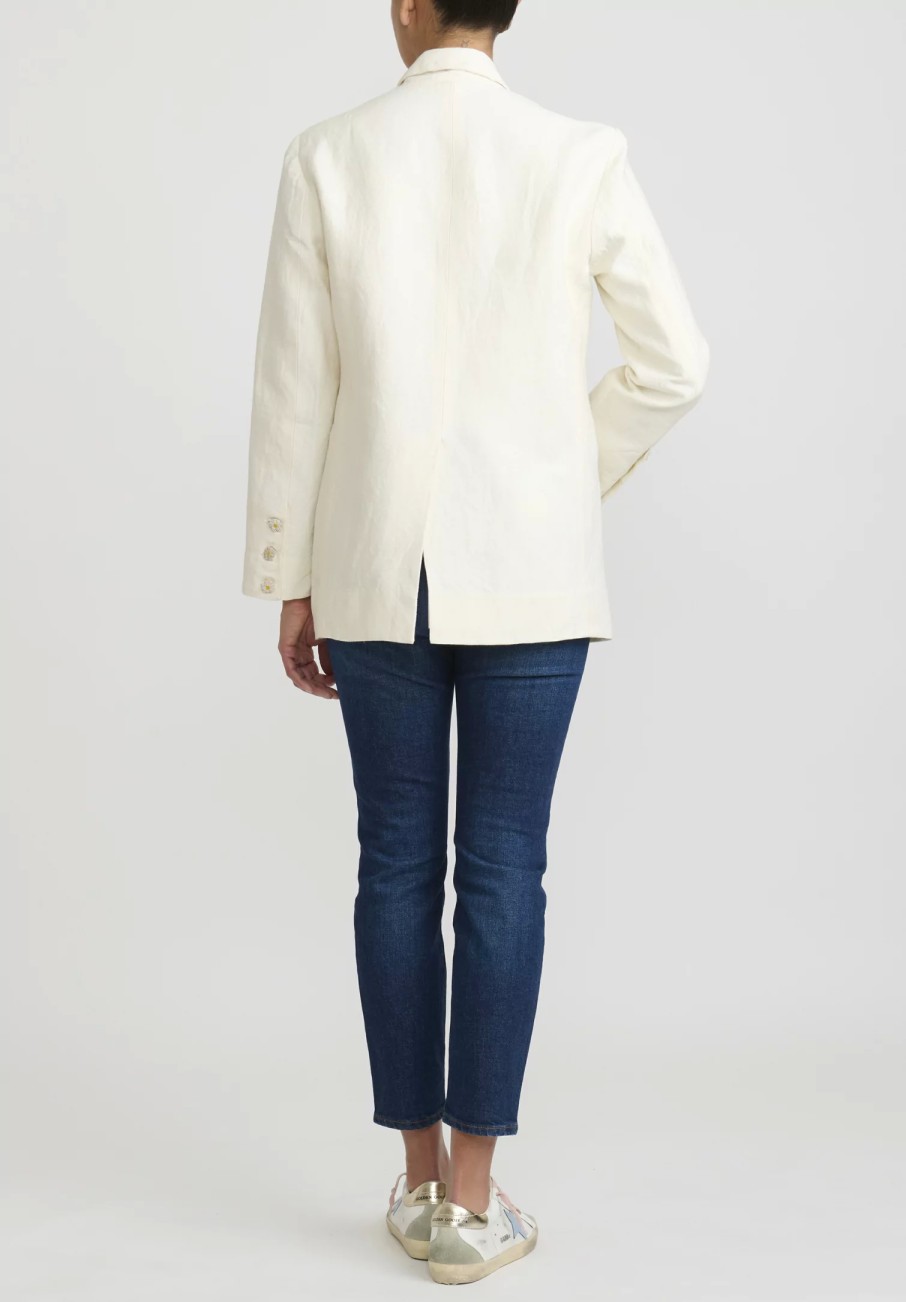 Péro Jackets | Handmade Linen ''Simple'' Jacket In Ivory White