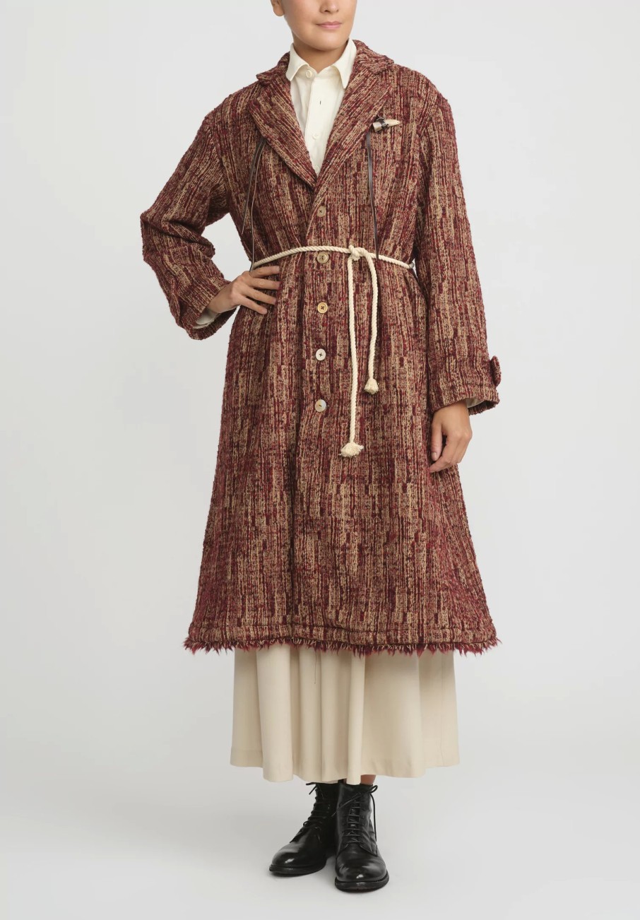 A Tentative Atelier Coats & Dusters | Jacquard Jorunn Duffle Coat In Rust Red