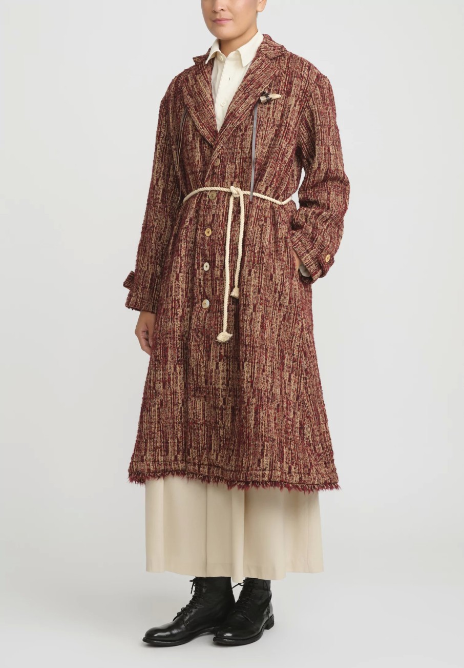 A Tentative Atelier Coats & Dusters | Jacquard Jorunn Duffle Coat In Rust Red