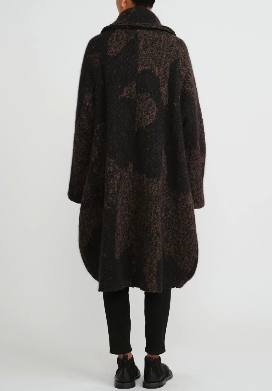 Rundholz Coats & Dusters | Raccoon Hair And Virgin Wool Knit Coat In Kaffee Brown & Black