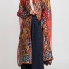 Biyan Decorative Coats | Silk Organza Rusii Tunic In Persimmon & Tangerine Orange