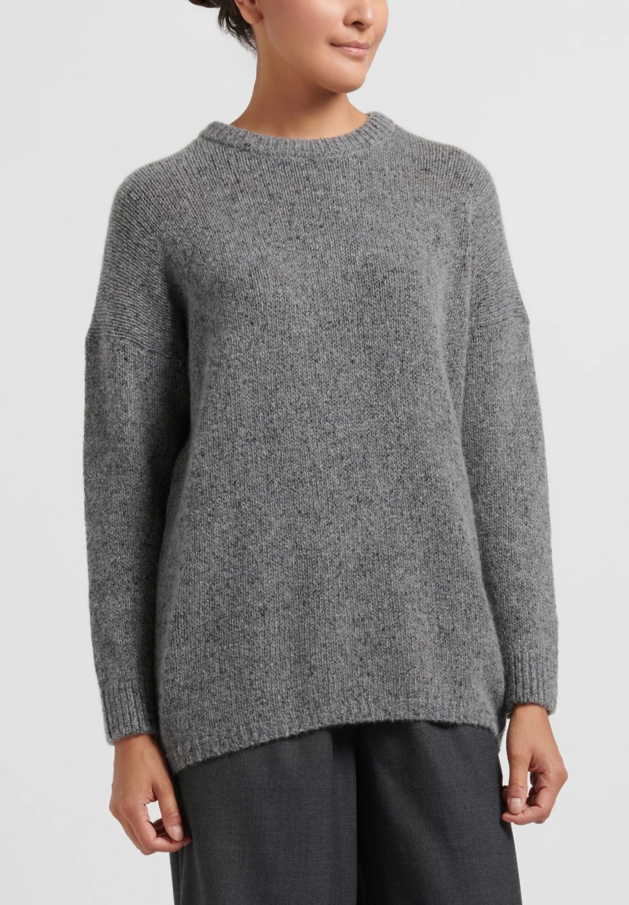 Kaval Knitwear | Cashmere And Sable Loose Knit Sweater In Grey Tweed