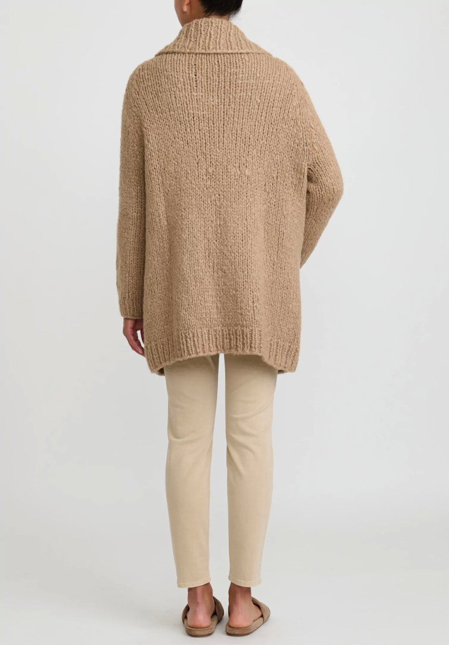 Wommelsdorff Knitwear | Hand Knit Cashmere & Silk Ava Cardigan In Caramel Camel Brown