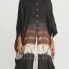 Gilda Midani Tunics | Pattern Dyed Linen Square Dress In Chocolate Brown Row