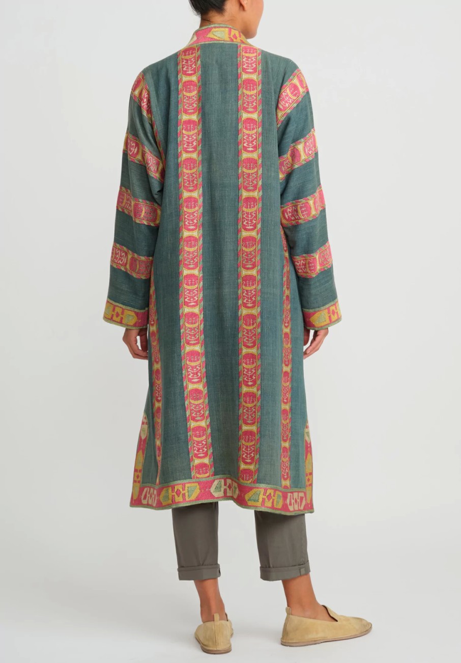 Mehmet Cetinkaya Decorative Coats | Embroidered ''Lakai'' Coat In Green & Red