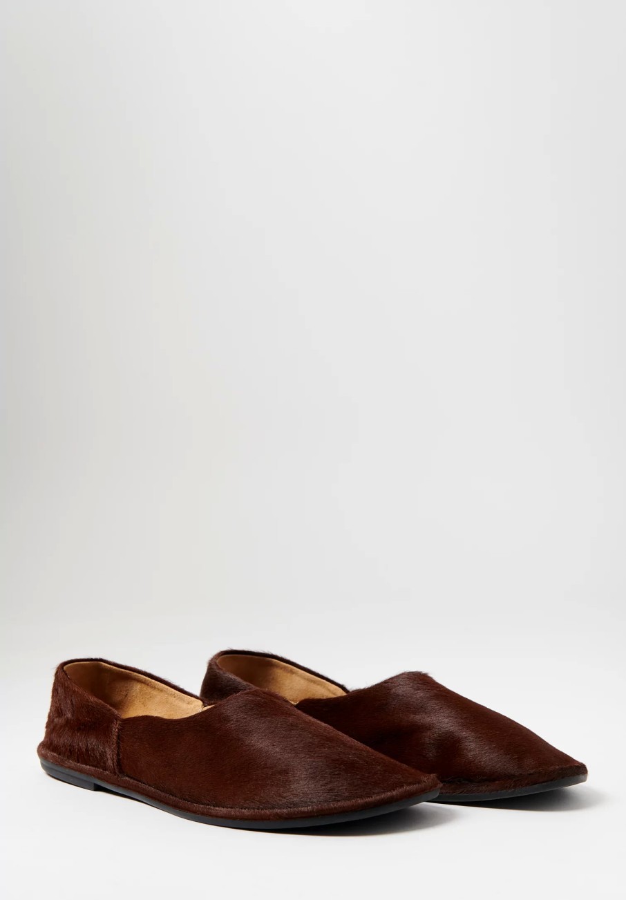 The Row Shoes | Pony Hair Canal Slip On Loafers In Brown