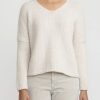 Album di Famiglia Knitwear | Serie Numerata Hand-Knit V-Neck Sweater In Fog Cream