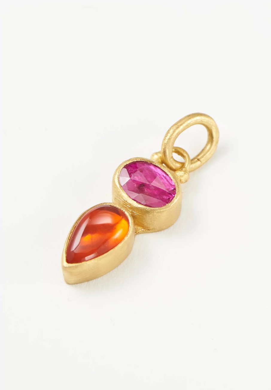 Stephanie Albertson Pendants | 22K, Fire Opal & Pink Tourmaline Pendant