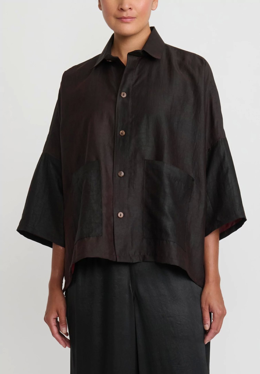 Noir Handmade Shirts & Blouses | Mud Silk Elvia Blouse In Black & Red