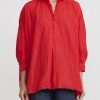 Daniela Gregis Shirts & Blouses | Washed Cotton Camicia More Rosella Shirt In Rosso Red