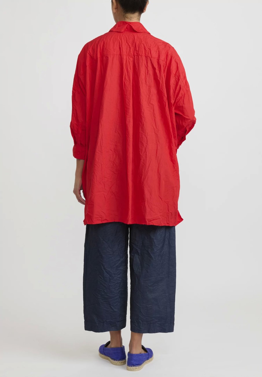 Daniela Gregis Shirts & Blouses | Washed Cotton Camicia More Rosella Shirt In Rosso Red