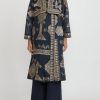 Biyan Decorative Coats | Silk Organza Embroidered Ratovina Light Trench Coat In Navy Blue