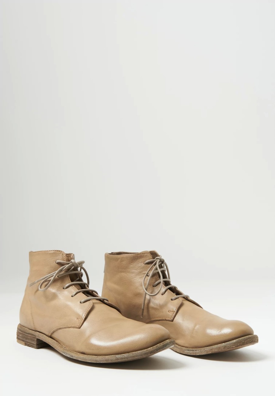 Officine Creative Boots | Lexikon Ignis T Leather Lace Up Bootie In Taupe Natural