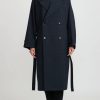 Lemaire Coats & Dusters | Wool Double Breasted Overcoat In Black & Grey Plaid