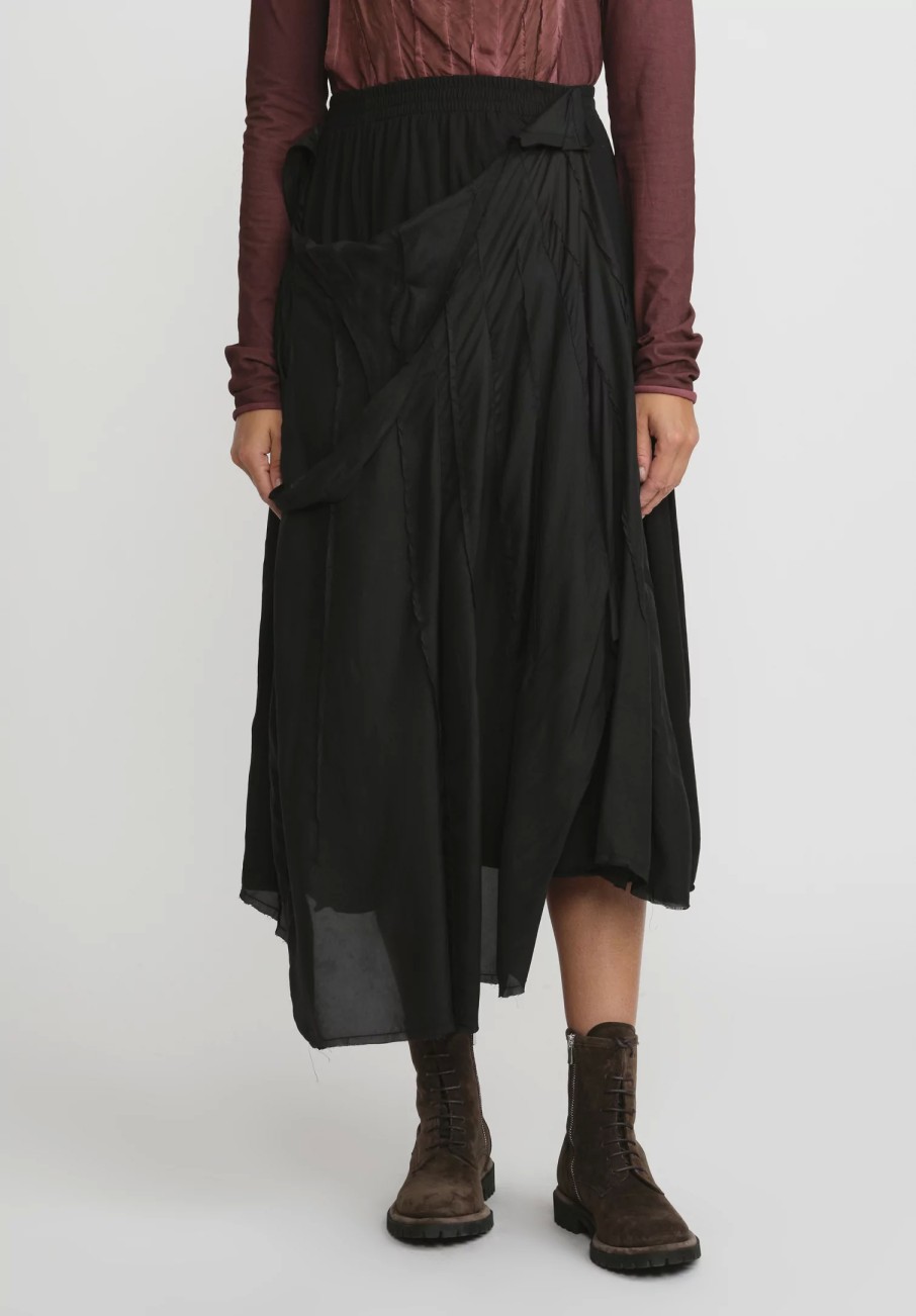 Rundholz Skirts | Distressed And Layered A-Line Skirt In Black