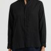 Kaval Shirts & Blouses | Linen Simple Stitched Shirt In Black