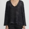 Avant Toi Knitwear | Hand-Painted Cashmere & Silk V-Neck Sweater In Nero Black