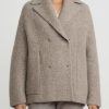 Boboutic Jackets | Felted, Knit Short Coat In Natural Brown Melange